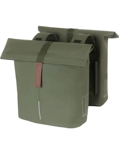 Dubbele fietstas Basil City 28-32 liter 12 x 29 x 30 cm - moss green