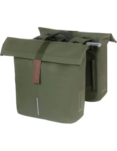 Dubbele fietstas Basil City MIK 28-32 liter 12 x 30 x 33 cm - moss green