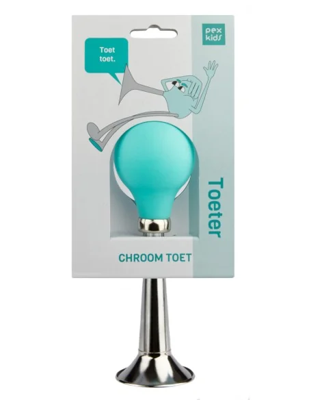 Fietstoeter recht PexKids - chroom met groene bol