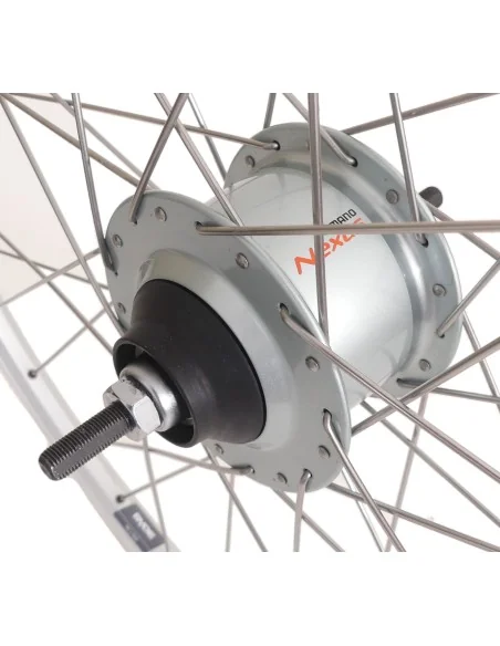 Achterwiel 28" Nexus 8 rollerbrake naaf met met zilveren velg en RVS spaken