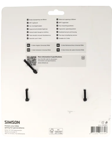 Ringslot Simson E-bike Universeel Wide - ART 2 - zwart