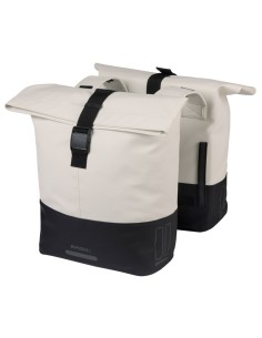 Dubbele fietstas Basil Cove 28-32L 14 x 29 x 36 cm - wit/zwart