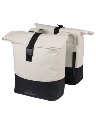 Dubbele fietstas Basil Cove 28-32L 14 x 29 x 36 cm - wit/zwart