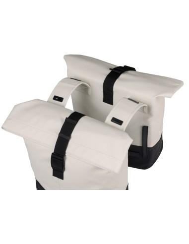 Dubbele fietstas Basil Cove 28-32L 14 x 29 x 36 cm - wit/zwart