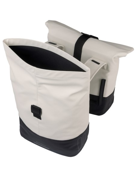 Dubbele fietstas Basil Cove 28-32L 14 x 29 x 36 cm - wit/zwart