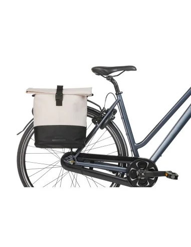 Dubbele fietstas Basil Cove 28-32L 14 x 29 x 36 cm - wit/zwart