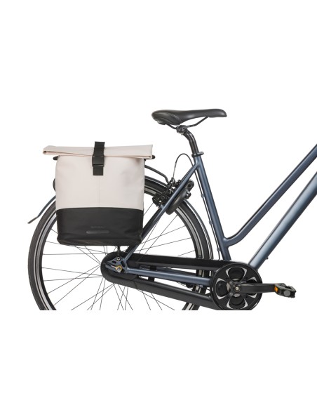 Dubbele fietstas Basil Cove 28-32L 14 x 29 x 36 cm - wit/zwart