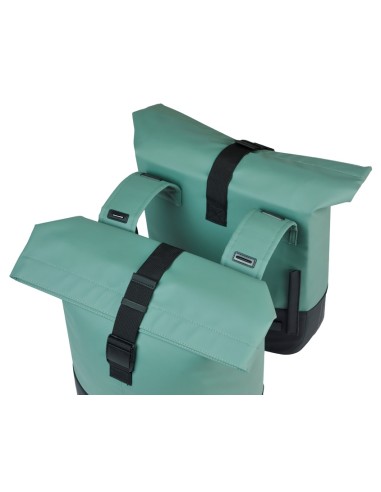 Dubbele fietstas Basil Cove 28-32L 14 x 29 x 36 cm - groen/zwart