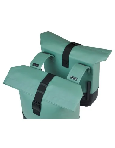 Dubbele fietstas Basil Cove 28-32L 14 x 29 x 36 cm - groen/zwart