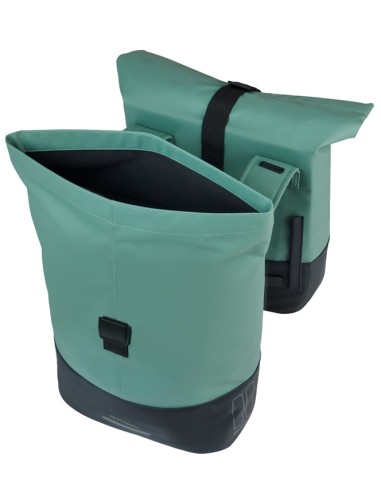 Dubbele fietstas Basil Cove 28-32L 14 x 29 x 36 cm - groen/zwart