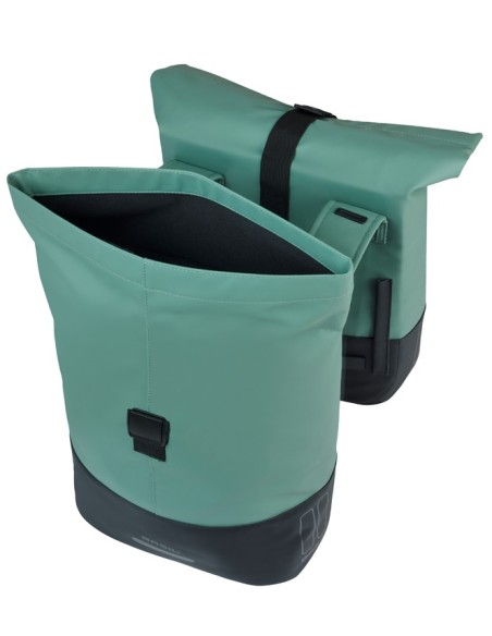 Dubbele fietstas Basil Cove 28-32L 14 x 29 x 36 cm - groen/zwart