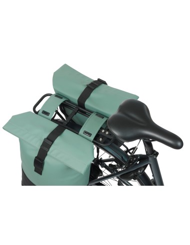 Dubbele fietstas Basil Cove 28-32L 14 x 29 x 36 cm - groen/zwart
