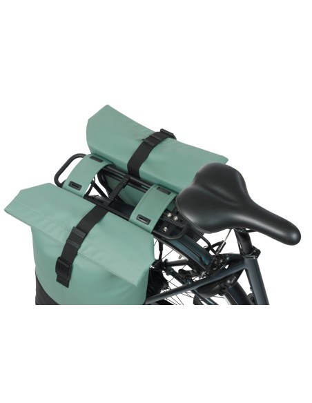 Dubbele fietstas Basil Cove 28-32L 14 x 29 x 36 cm - groen/zwart