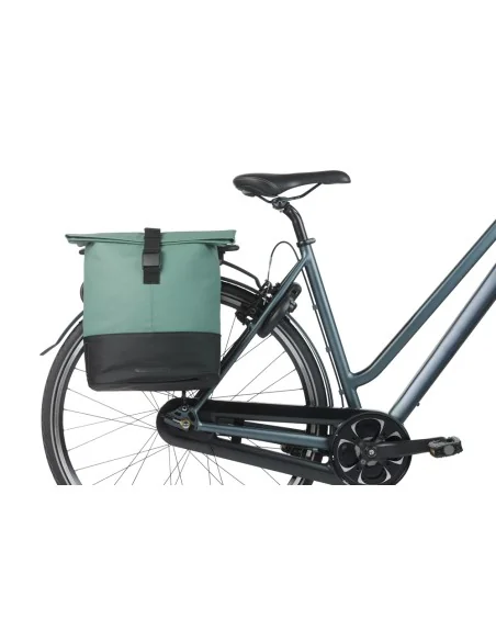 Dubbele fietstas Basil Cove 28-32L 14 x 29 x 36 cm - groen/zwart