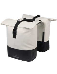 Dubbele fietstas Basil Cove MIK 28-32L 14 x 29 x 36 cm - wit/zwart