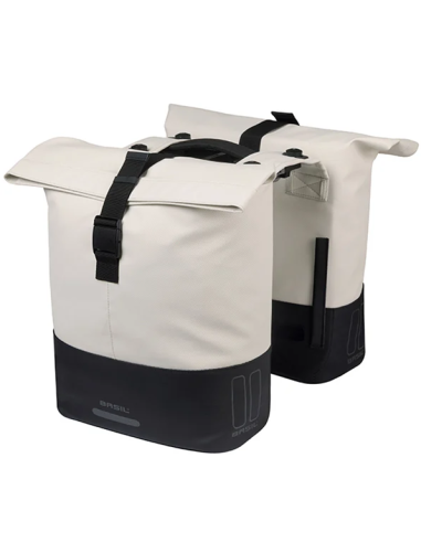 Dubbele fietstas Basil Cove MIK 28-32L 14 x 29 x 36 cm - wit/zwart