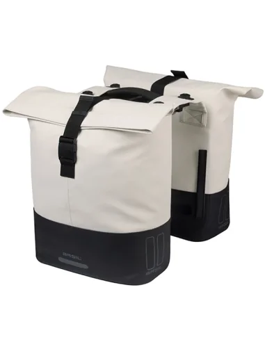 Dubbele fietstas Basil Cove MIK 28-32L 14 x 29 x 36 cm - wit/zwart