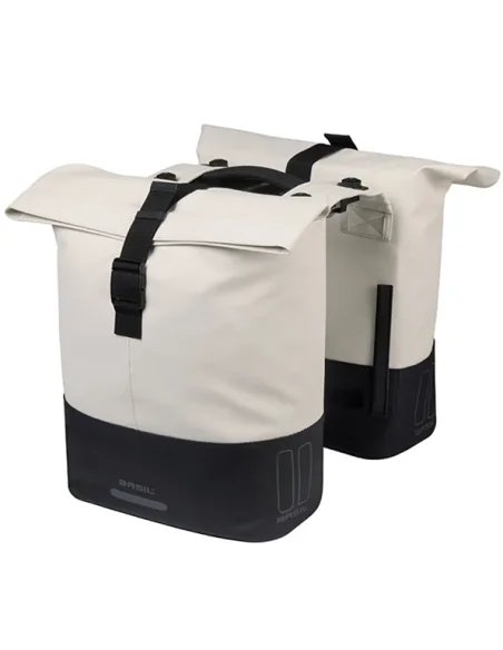 Dubbele fietstas Basil Cove MIK 28-32L 14 x 29 x 36 cm - wit/zwart