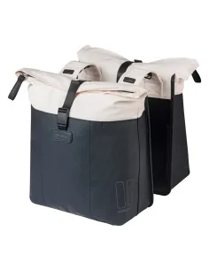 Dubbele fietstas Basil Vive 28-35L 14 x 30 x 38 cm - wit/zwart