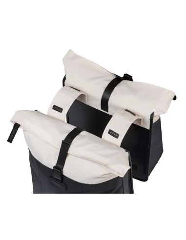 Dubbele fietstas Basil Vive 28-35L 14 x 30 x 38 cm - wit/zwart