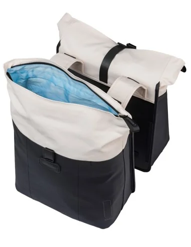 Dubbele fietstas Basil Vive 28-35L 14 x 30 x 38 cm - wit/zwart