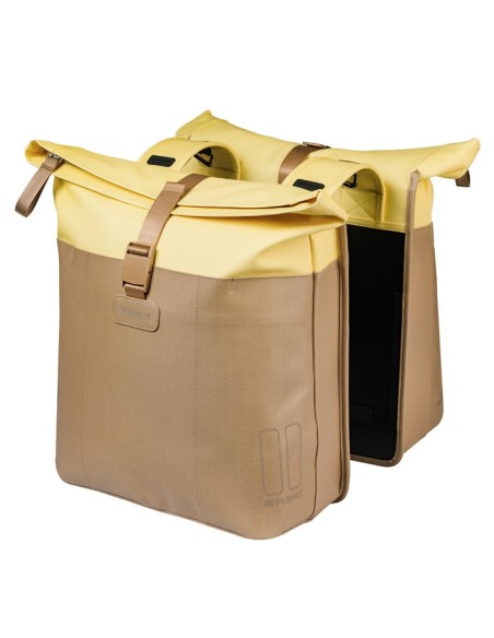 Dubbele fietstas Basil Vive 28-35L 14 x 30 x 38 cm - zand/geel