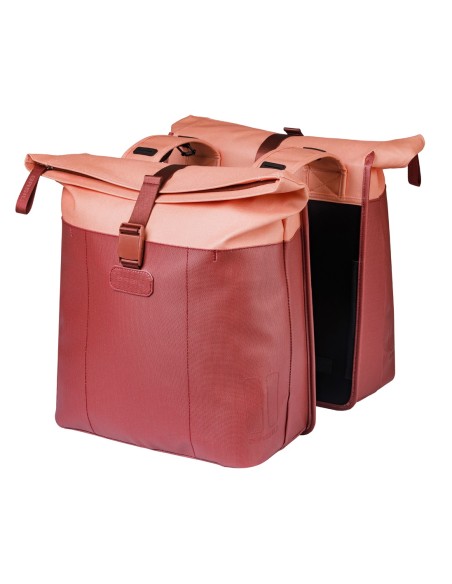Dubbele fietstas Basil Vive 28-35L 14 x 30 x 38 cm - bordeaux/roze