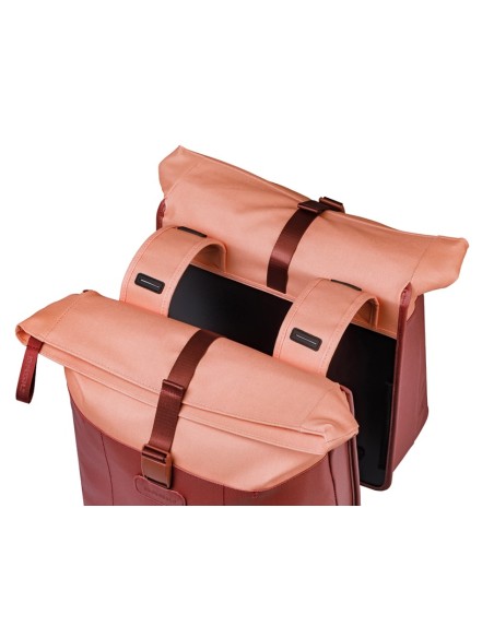 Dubbele fietstas Basil Vive 28-35L 14 x 30 x 38 cm - bordeaux/roze