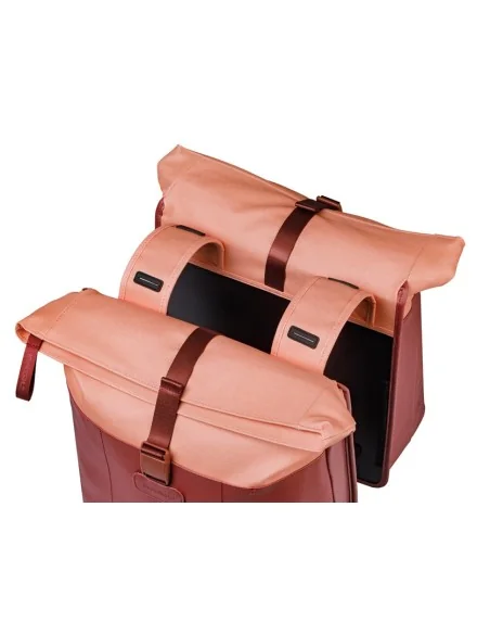 Dubbele fietstas Basil Vive 28-35L 14 x 30 x 38 cm - bordeaux/roze