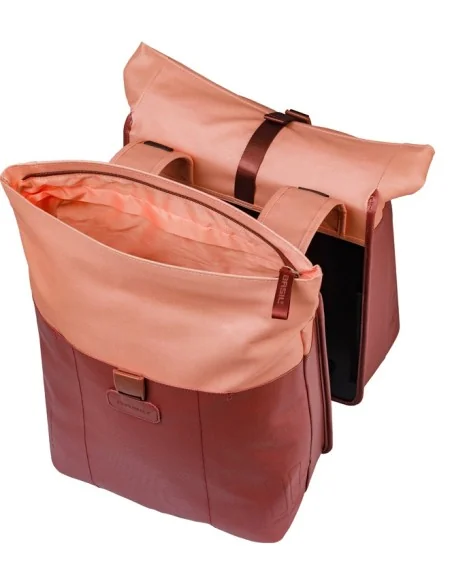 Dubbele fietstas Basil Vive 28-35L 14 x 30 x 38 cm - bordeaux/roze