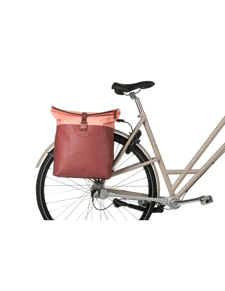 Dubbele fietstas Basil Vive 28-35L 14 x 30 x 38 cm - bordeaux/roze