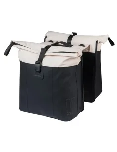 Dubbele fietstas Basil Vive MIK 28-35L 14 x 30 x 38 cm - wit/zwart