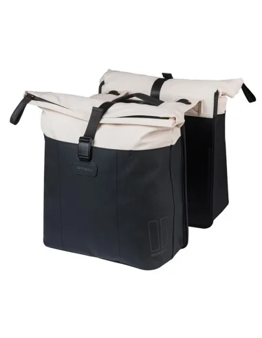 Dubbele fietstas Basil Vive MIK 28-35L 14 x 30 x 38 cm - wit/zwart
