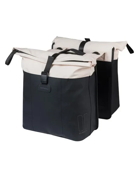 Dubbele fietstas Basil Vive MIK 28-35L 14 x 30 x 38 cm - wit/zwart