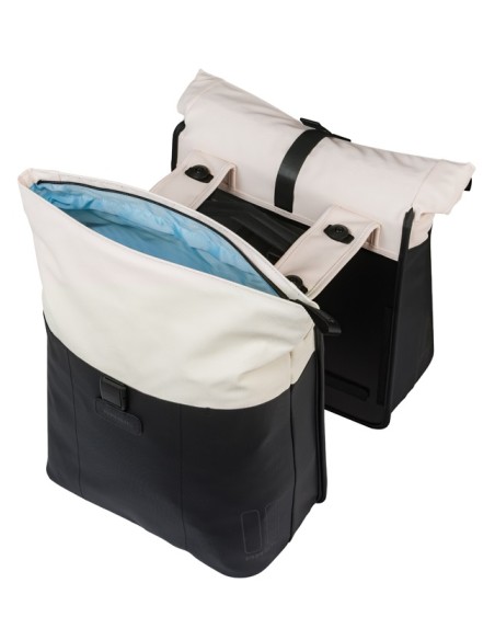 Dubbele fietstas Basil Vive MIK 28-35L 14 x 30 x 38 cm - wit/zwart