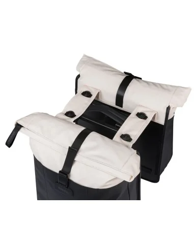 Dubbele fietstas Basil Vive MIK 28-35L 14 x 30 x 38 cm - wit/zwart