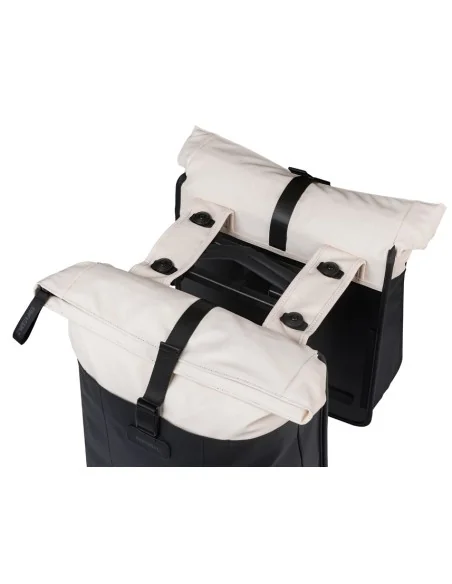 Dubbele fietstas Basil Vive MIK 28-35L 14 x 30 x 38 cm - wit/zwart