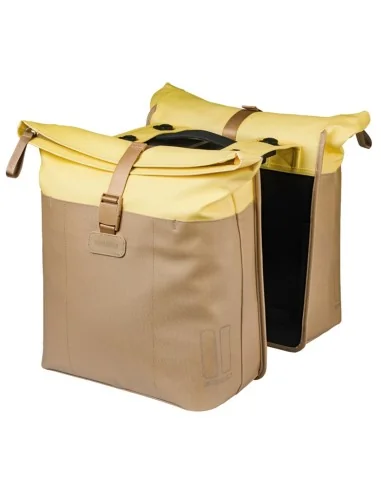 Dubbele fietstas Basil Vive MIK 28-35L 14 x 30 x 38 cm - zand/geel