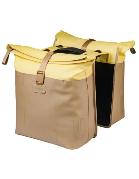 Dubbele fietstas Basil Vive MIK 28-35L 14 x 30 x 38 cm - zand/geel