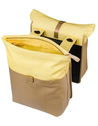 Dubbele fietstas Basil Vive MIK 28-35L 14 x 30 x 38 cm - zand/geel