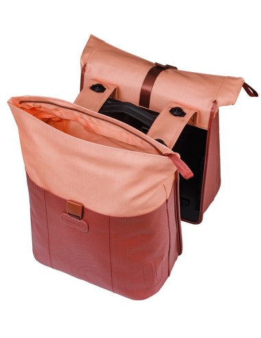 Dubbele fietstas Basil Vive MIK 28-35L 14 x 30 x 38 cm - bordeaux/roze