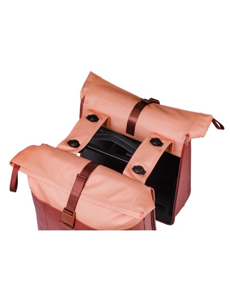 Dubbele fietstas Basil Vive MIK 28-35L 14 x 30 x 38 cm - bordeaux/roze