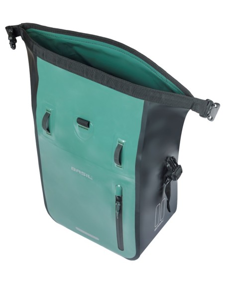 Enkele fietstas Basil Rivo M tarpaulin MIK 12-15L 14 x 25 x 38 cm - groen/zwart