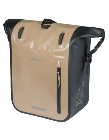 Enkele fietstas Basil Rivo M tarpaulin MIK 12-15L 14 x 25 x 38 cm - zand/zwart