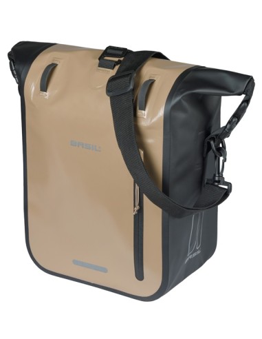 Enkele fietstas Basil Rivo M tarpaulin MIK 12-15L 14 x 25 x 38 cm - zand/zwart