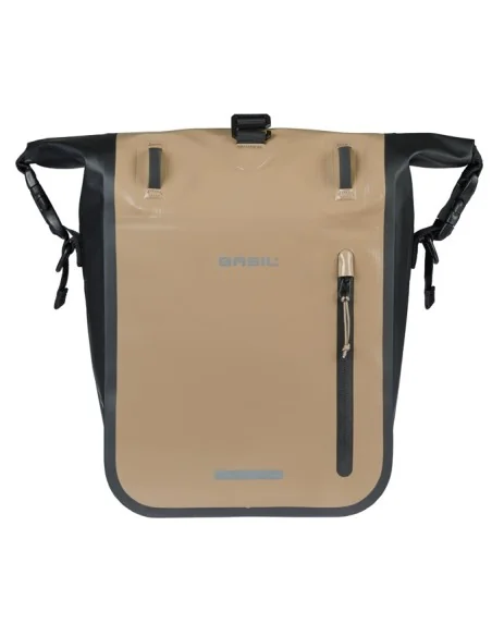 Enkele fietstas Basil Rivo M tarpaulin MIK 12-15L 14 x 25 x 38 cm - zand/zwart