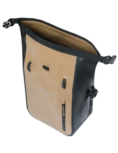 Enkele fietstas Basil Rivo M tarpaulin MIK 12-15L 14 x 25 x 38 cm - zand/zwart