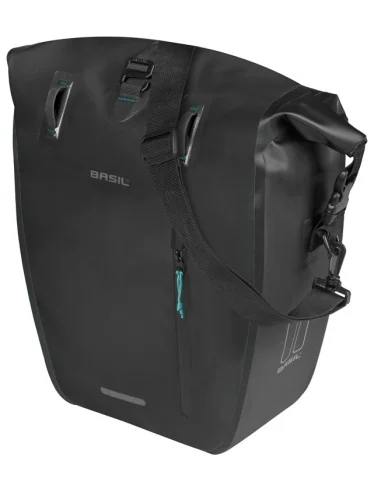 Enkele fietstas Basil Rivo L tarpaulin MIK 25-31L 14 x 28 x 43 cm - zwart