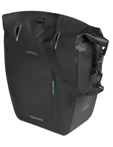 Enkele fietstas Basil Rivo L tarpaulin MIK 25-31L 14 x 28 x 43 cm - zwart