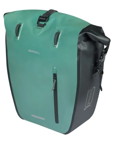 Enkele fietstas Basil Rivo L tarppaulin MIK 25-31L 14 x 28 x 43 cm - groen/zwart